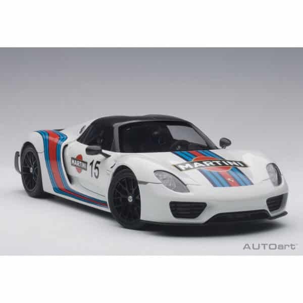 autoart - 1:18 porsche 918 spyder weissach package (white with martini livery)