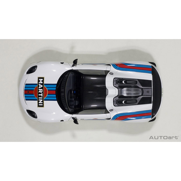 autoart - 1:18 porsche 918 spyder weissach package (white with martini livery)