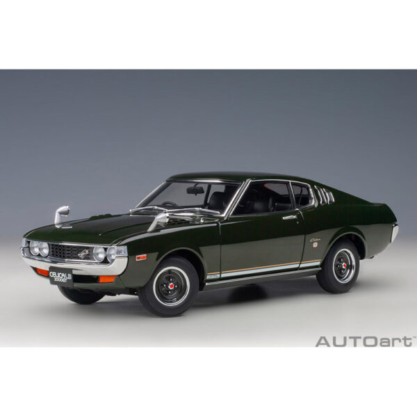 autoart - 1:18 toyota celica liftback 2000gt (ra25) 1973 (moss green)