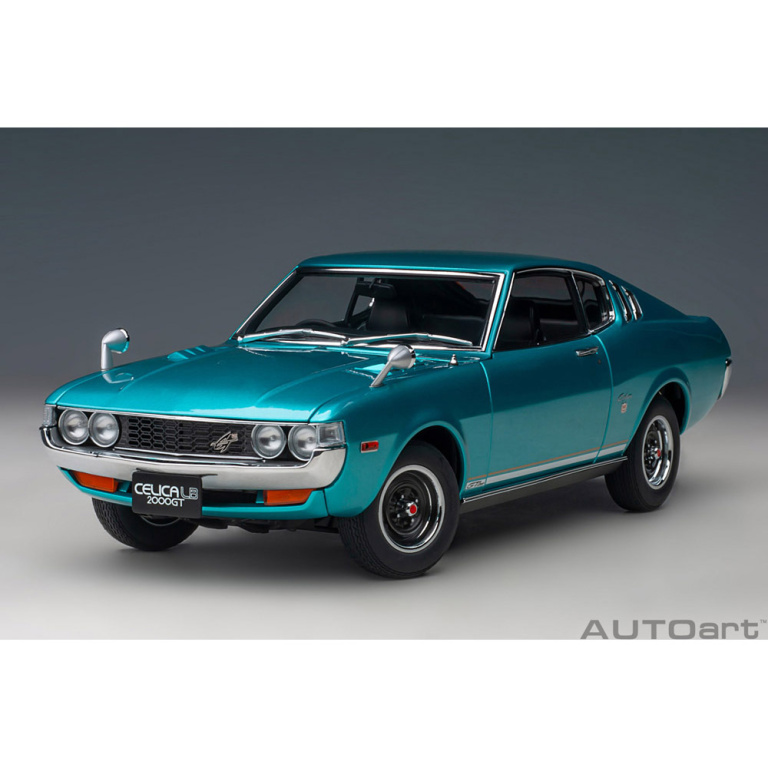 autoart - 1:18 toyota celica liftback 2000gt (ra25) 1973 (turquoise blue metallic)