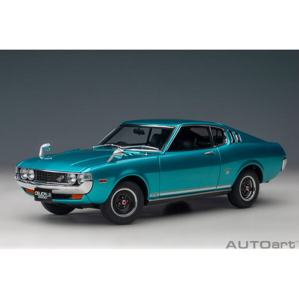 autoart - 1:18 toyota celica liftback 2000gt (ra25) 1973 (turquoise blue metallic)