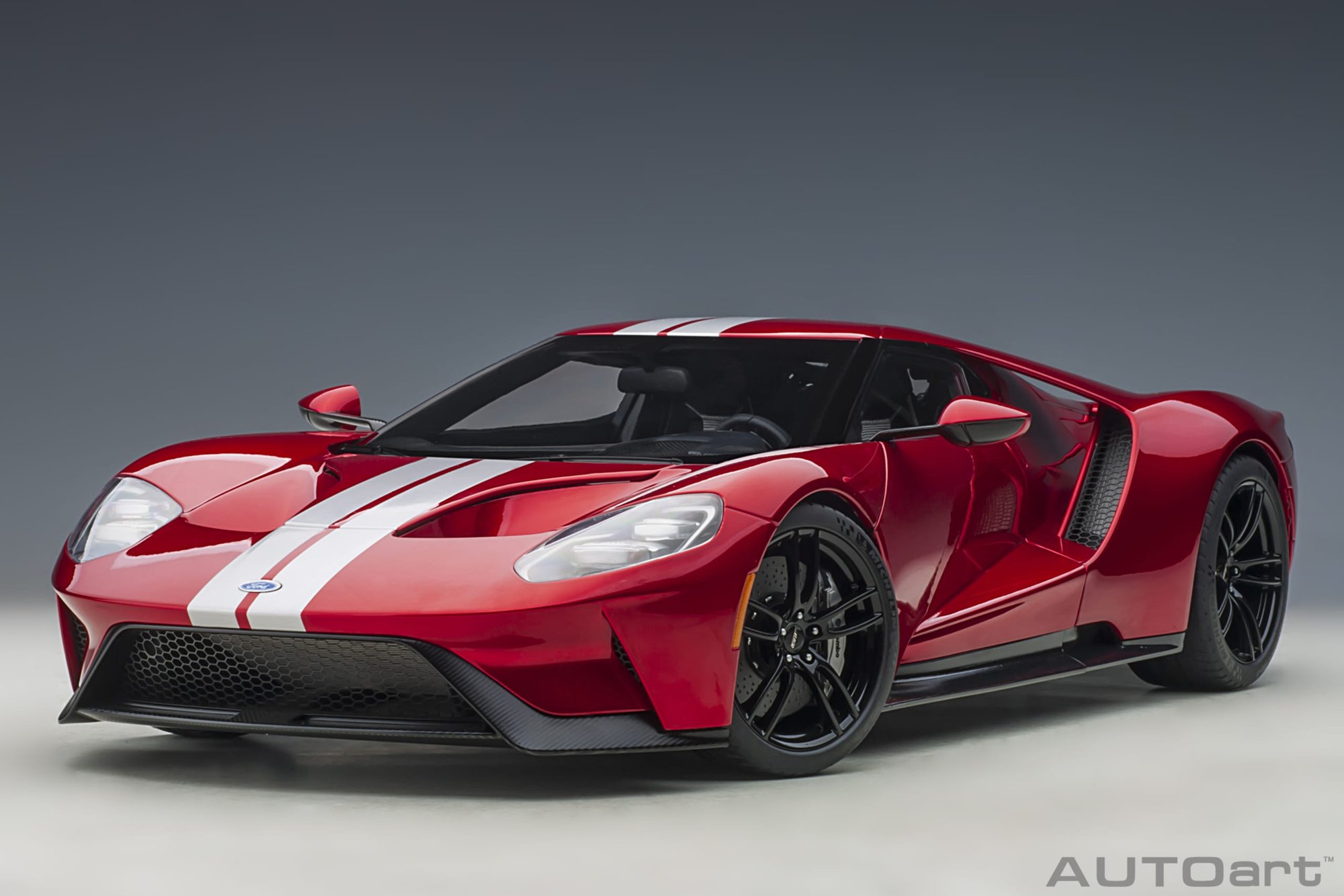 AUTOart 1:12 Ford GT Liquid Red 2017 (12106) Composite Model 2 AUTOart 1:12 Ford GT 2017 Liquid Red (12106) composite model – front three-quarter view