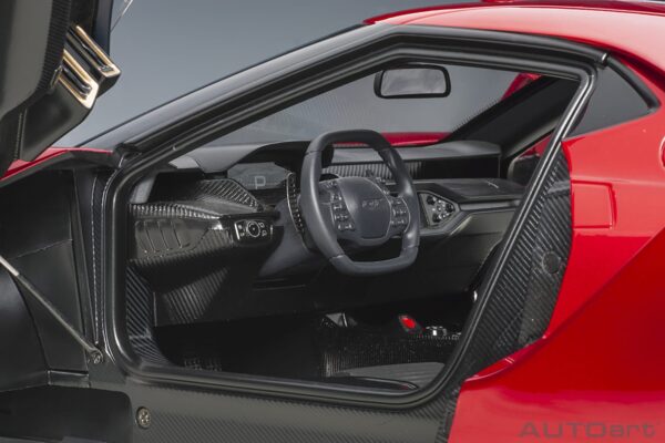 AUTOart 1:12 Ford GT Liquid Red 2017 (12106) Composite Model 16 AUTOart 1:12 Ford GT 2017 Liquid Red (12106) composite model – with door open, driver side
