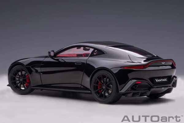 AUTOart 1:18 Aston Martin Vantage 2019 Jet Black (70275) Composite Model 14 AUTOart 1:18 Aston Martin Vantage 2019 Jet Black (70275) composite model – front three-quarter, high angle