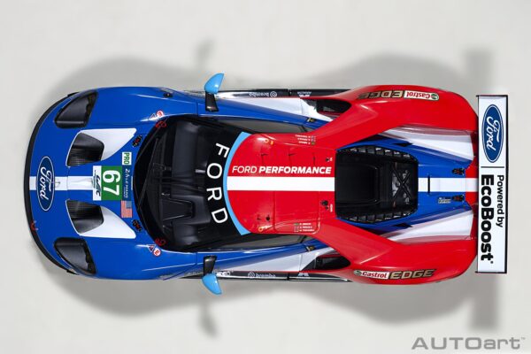 AUTOart 1:18 Ford GT No.67 2nd LMGTE Pro 24h Le Mans 2017 (81710) Composite Model 19 AUTOart 1:18 Ford GT GTE Pro Le Mans 24h 2017 #67 (81710) composite model – top-down view