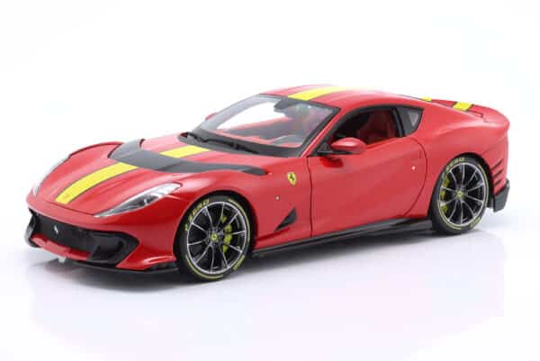 Ferrari 812 Competizione 2021 Rosso Corsa Red / Yellow - Signature Edition - 1:18 Scale Diecast Model by Bburago