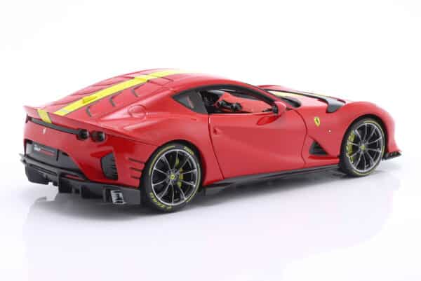 Ferrari 812 Competizione 2021 Rosso Corsa Red / Yellow - Signature Edition - 1:18 Scale Diecast Model by Bburago
