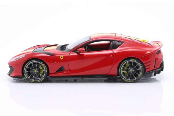 Ferrari 812 Competizione 2021 Rosso Corsa Red / Yellow - Signature Edition - 1:18 Scale Diecast Model by Bburago