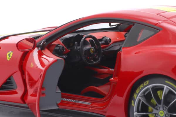 Ferrari 812 Competizione 2021 Rosso Corsa Red / Yellow - Signature Edition - 1:18 Scale Diecast Model by Bburago