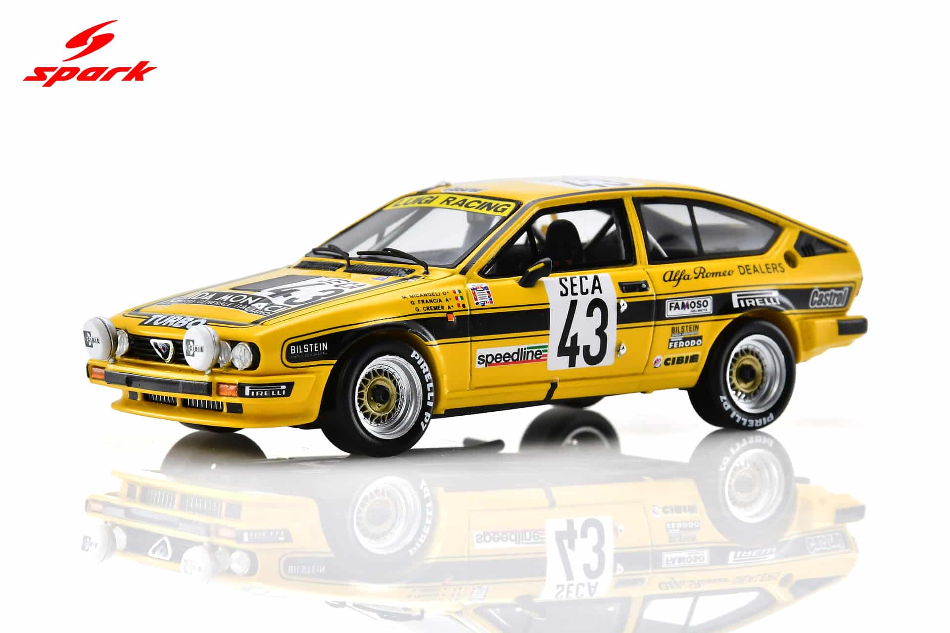 Spark - 1:43 Alfa Romeo GTV 6 No.43 Marco Micangeli, Giorgio Francia, Georges Cremer Spa 24H 1982 - Limited Edition Resin Model 10 Spark 1:43 Alfa Romeo GTV 6 No.43 Spa 24H 1982 M. Micangeli - G. Francia - G. Cremer Limited 300 (SB540) Resin Model