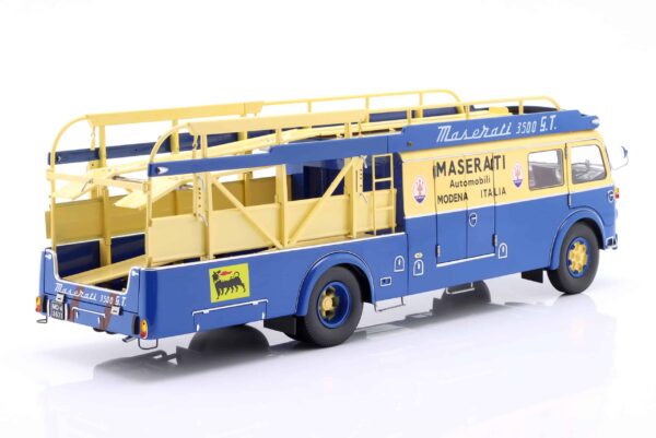 CMR - 1:18 Fiat 642 RN2 Bartoletti Maserati Race Car Transporter 1957 Blue/Yellow - Diecast Model 10 CMR - 1:18 Fiat 642 RN2 Bartoletti Maserati Race Car Transporter 1957 Blue/Yellow - Diecast Model