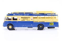 CMR - 1:18 Fiat 642 RN2 Bartoletti Maserati Race Car Transporter 1957 Blue/Yellow - Diecast Model