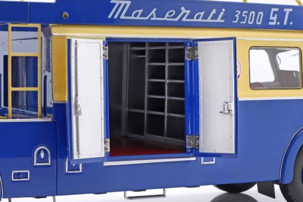 CMR - 1:18 Fiat 642 RN2 Bartoletti Maserati Race Car Transporter 1957 Blue/Yellow - Diecast Model 12 CMR - 1:18 Fiat 642 RN2 Bartoletti Maserati Race Car Transporter 1957 Blue/Yellow - Diecast Model