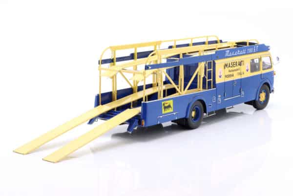CMR - 1:18 Fiat 642 RN2 Bartoletti Maserati Race Car Transporter 1957 Blue/Yellow - Diecast Model - Image 8