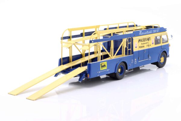 CMR - 1:18 Fiat 642 RN2 Bartoletti Maserati Race Car Transporter 1957 Blue/Yellow - Diecast Model 15 CMR - 1:18 Fiat 642 RN2 Bartoletti Maserati Race Car Transporter 1957 Blue/Yellow - Diecast Model