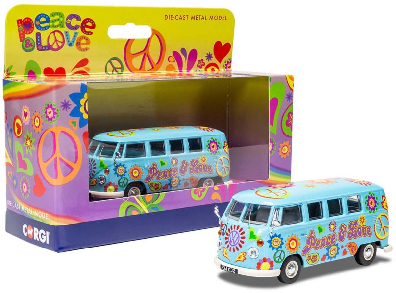 Volkswagen Campervan (Blue) 'Peace, Love and Freedom'