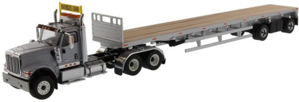 Diecast Masters - 1:50 International HX520 Tandem Tractor with 53' Flatbed Trailer (Grey)