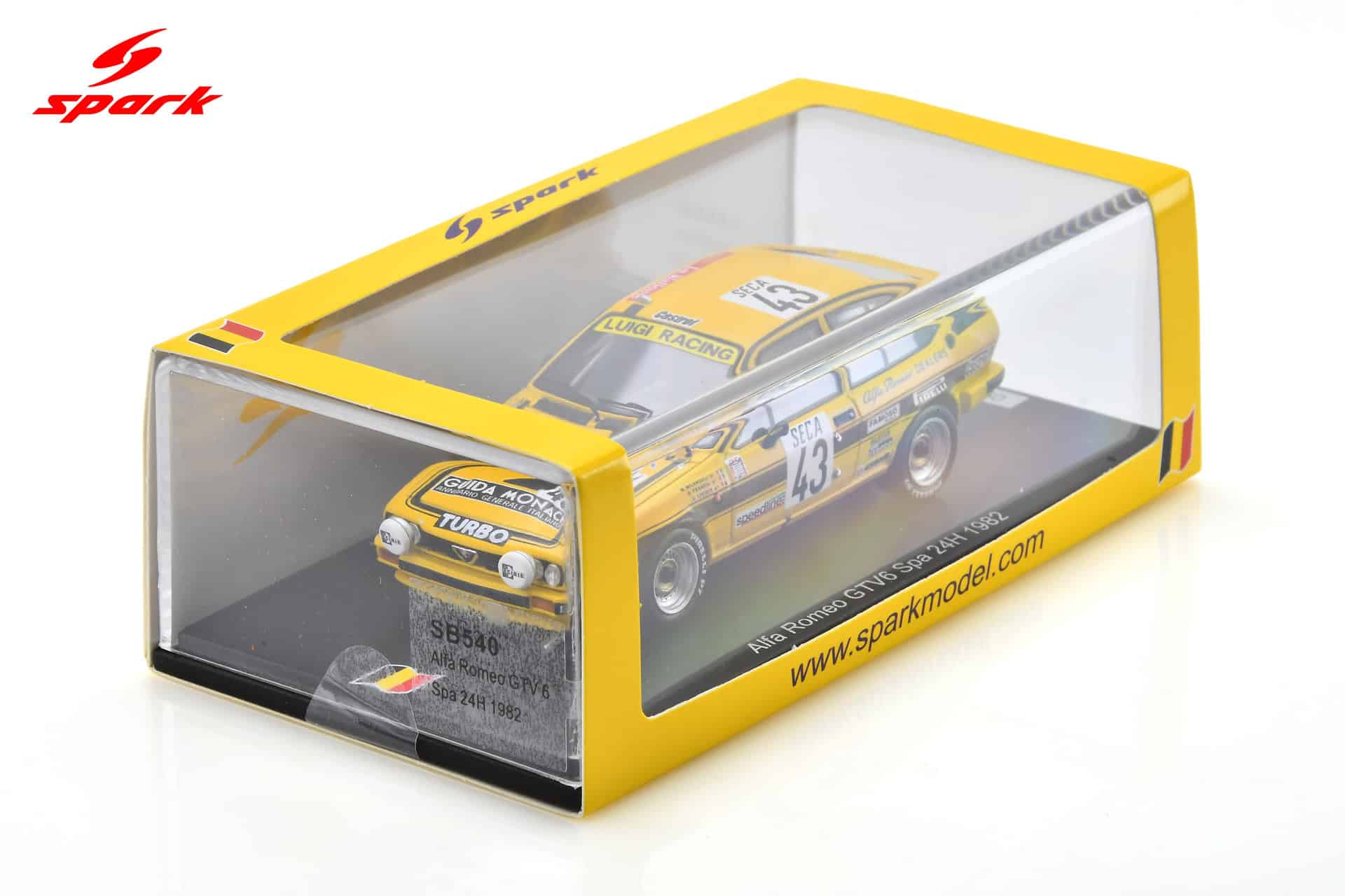 Spark - 1:43 Alfa Romeo GTV 6 No.43 Marco Micangeli, Giorgio Francia, Georges Cremer Spa 24H 1982 - Limited Edition Resin Model 2 Spark 1:43 Alfa Romeo GTV 6 No.43 Spa 24H 1982 M. Micangeli - G. Francia - G. Cremer Limited 300 (SB540) Resin Model