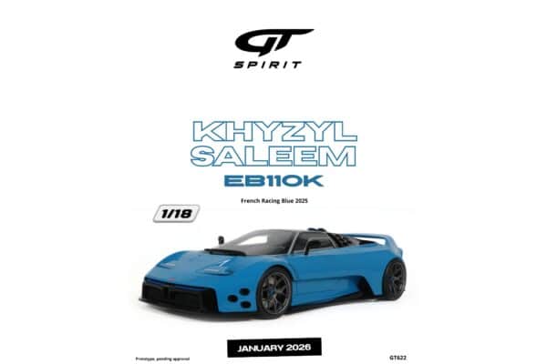 Latest arrivals & pre-orders at model‑universe.com – 17 August 2025, including Koenigsegg Agera S by FrontiArt, Ferrari 499P & 296 LMGT3 by Looksmart, and much more 75 GT Spirit - 1:18 Khyzyl Saleem EB110K French Racing Blue 2025 - Limited Edition Resin Model