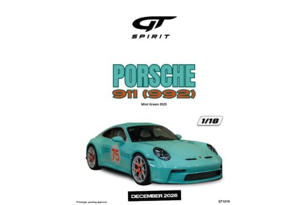 Latest arrivals & pre-orders at model‑universe.com – 17 August 2025, including Koenigsegg Agera S by FrontiArt, Ferrari 499P & 296 LMGT3 by Looksmart, and much more 67 GT Spirit - 1:18 Porsche 911 (992) Mint Green 2025 - Limited Edition Resin Model
