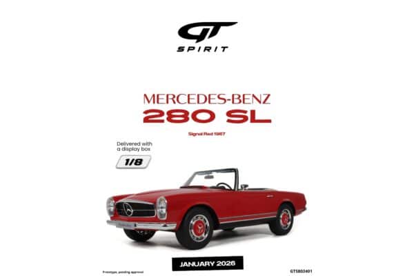 Latest arrivals & pre-orders at model‑universe.com – 17 August 2025, including Koenigsegg Agera S by FrontiArt, Ferrari 499P & 296 LMGT3 by Looksmart, and much more 69 GT Spirit - 1:8 Mercedes-Benz 280 SL Signal Red 1967 - Limited Edition Resin Model