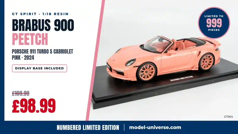 Diecast Model Shop - Model Universe 12 GT Spirit 1:18 Brabus 900 Peetch Porsche 911 Turbo S Cabriolet Pink, limited to 999 pieces