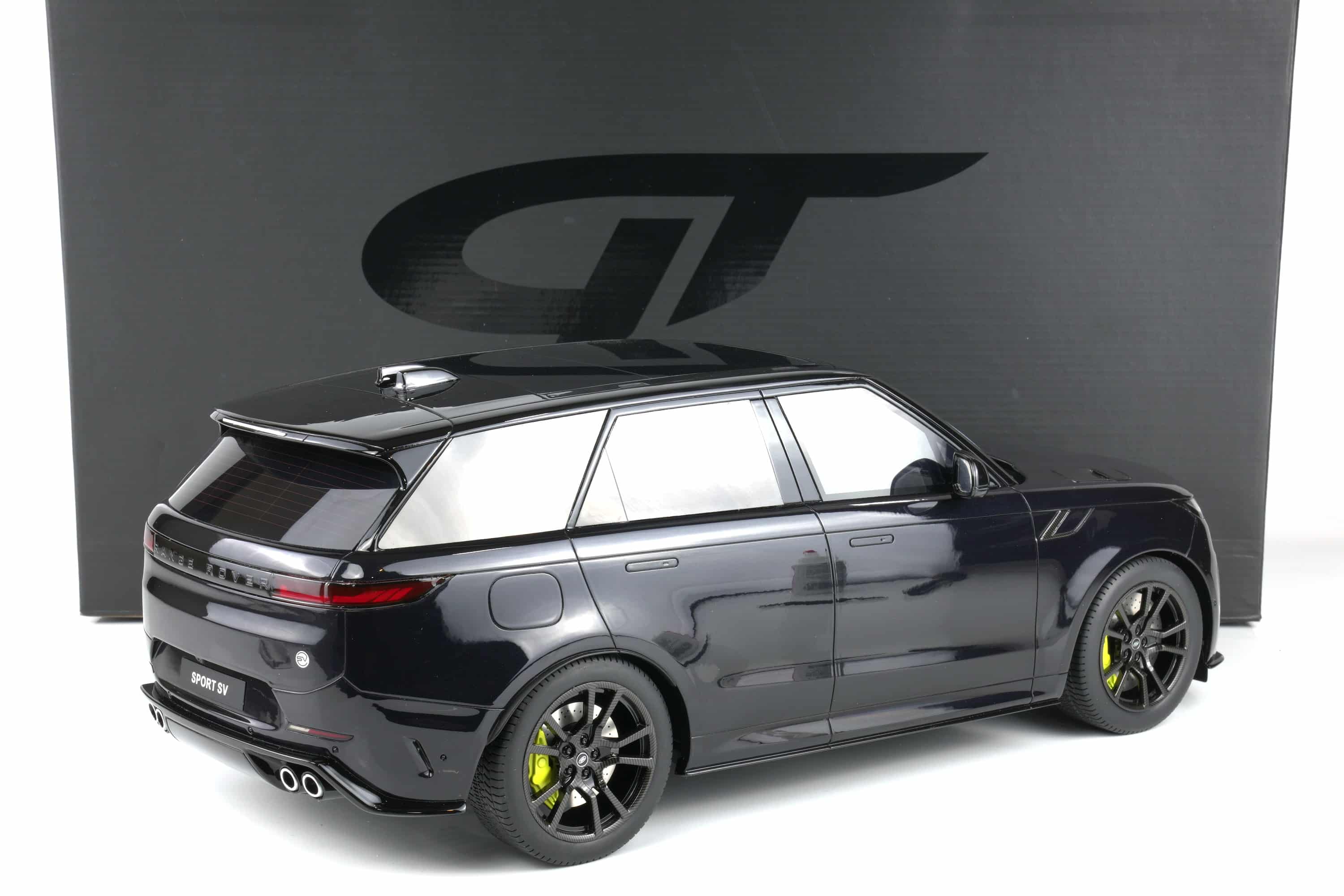 GT Spirit 1:12 Range Rover Sport SV Edition Two Black 2024 (GT555) Limited Edition Resin Model 2 GT Spirit 1:12 Range Rover Sport SV Edition Two Black 2024 resin model (GT555) with presentation box, rear three-quarter
