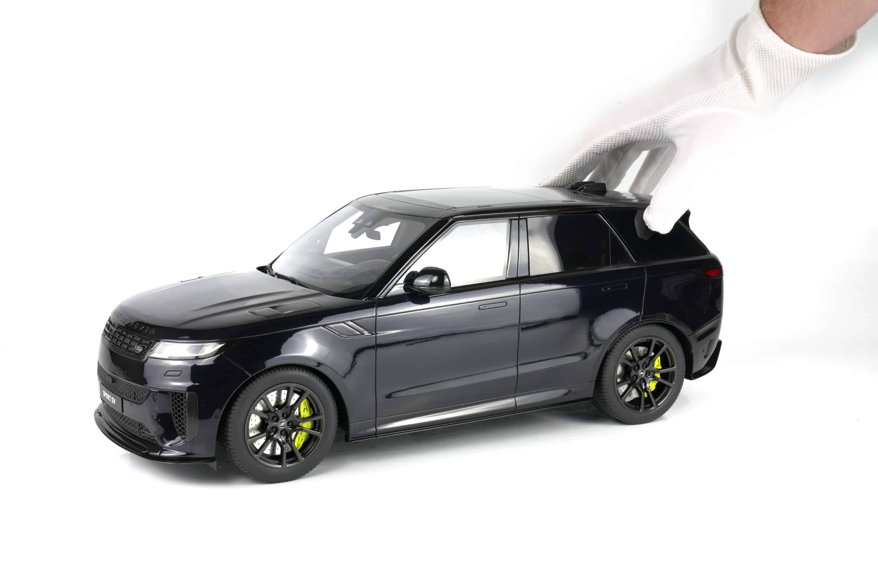 GT Spirit 1:12 Range Rover Sport SV Edition Two Black 2024 (GT555) Limited Edition Resin Model 3 GT Spirit 1:12 Range Rover Sport SV Edition Two Black 2024 resin model (GT555) held in a white-gloved hand to show scale