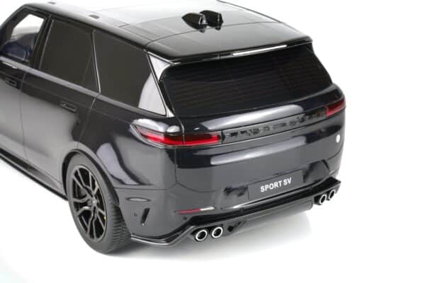 GT Spirit 1:12 Range Rover Sport SV Edition Two Black 2024 (GT555) Limited Edition Resin Model 19 GT Spirit 1:12 Range Rover Sport SV Edition Two Black 2024 resin model (GT555) rear detail with SPORT SV badge and quad exhausts