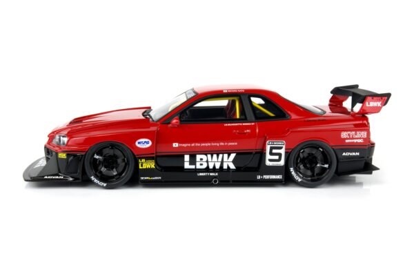 GT Spirit 1:18 Nissan Skyline R34 GT-R LB Super Silhouette Red 2020 (GT570) Limited Edition Resin Model 18 GT Spirit 1:18 Nissan Skyline R34 GT-R LB Super Silhouette Red (GT570) side profile