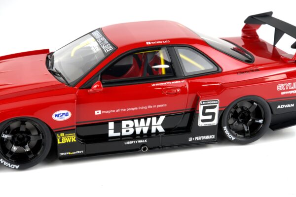 GT Spirit 1:18 Nissan Skyline R34 GT-R LB Super Silhouette Red 2020 (GT570) Limited Edition Resin Model 22 GT Spirit 1:18 Nissan Skyline R34 GT-R LB Super Silhouette Red (GT570) LBWK livery detail