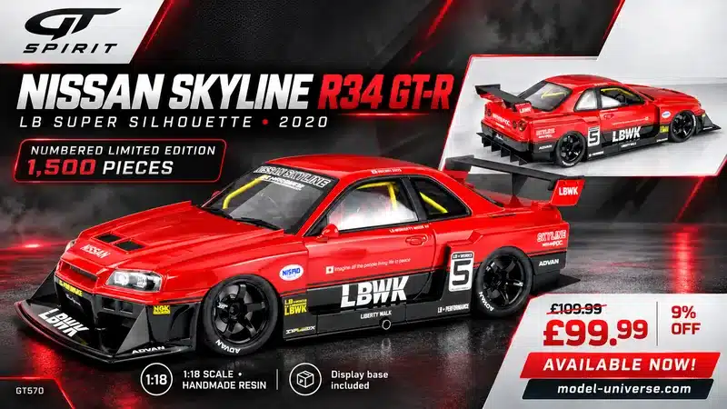 Diecast Model Shop - Model Universe 15 GT Spirit 1:18 Nissan Skyline R34 GT-R LB Super Silhouette