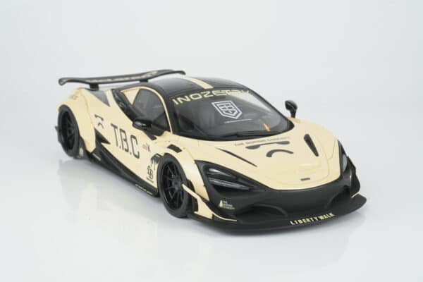 GT Spirit 1:18 LB-Works McLaren 720S Beige 2024 (GT961) Limited Edition Resin Model 20 GT Spirit 1:18 LB-Works McLaren 720S Beige resin model (GT961), left front three-quarter view