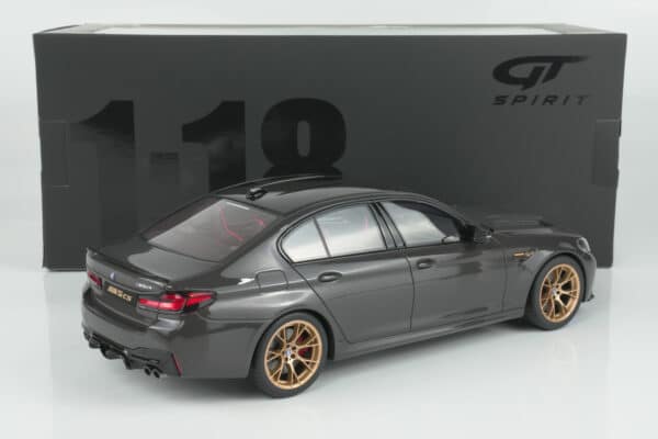GT Spirit 1:18 BMW M5 CS Grey 2021 (GT993) resin model – with box – rear
