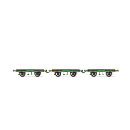 hornby - flat bed wagon pack containing 3 x flat bed wagons (stephenson's rocket) (r60014) oo gauge