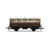 hornby - gwr, 4 wheel coach, 3rd class, fitted lights, 1882 (r40112a) oo gauge