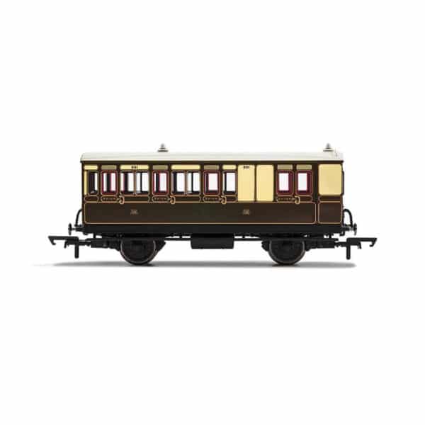 hornby - gwr, 4 wheel coach, brake 3rd class, 301 (r40067) oo gauge