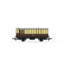 hornby - gwr, 4 wheel coach, passenger brake, 505 (r40310) oo gauge