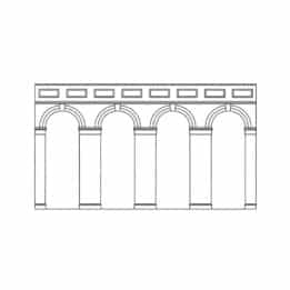hornby - high level arched retaining walls x 2 (engineers blue brick) (r7373) oo gauge