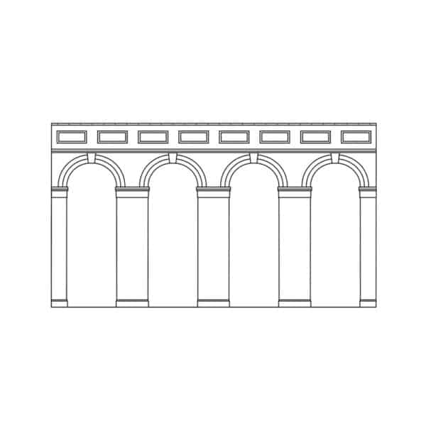 hornby - high level arched retaining walls x 2 (red brick) (r7372) oo gauge