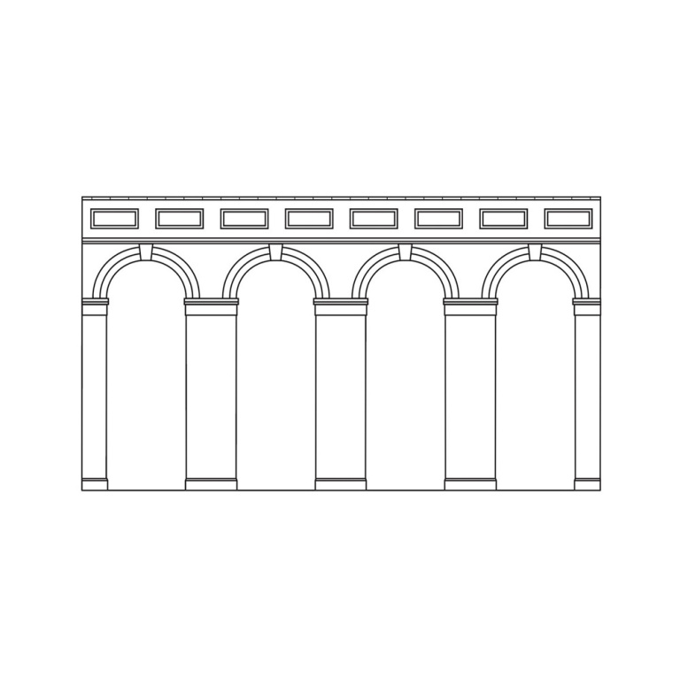 hornby - high level arched retaining walls x 2 (red brick) (r7372) oo gauge