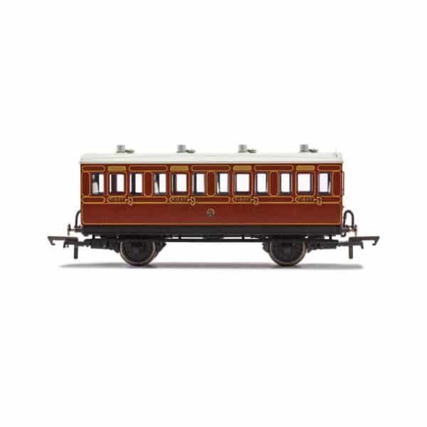 hornby - lb&scr, 4 wheel coach, 1st class, fitted lights, 474 (r40115) oo gauge