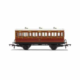 hornby - lb&scr, 4 wheel coach, 3rd class, fitted lights, 882 (r40116) oo gauge