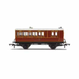hornby - lb&scr, 4 wheel coach, brake 3rd class, fitted lights, 941 (r40118) oo gauge