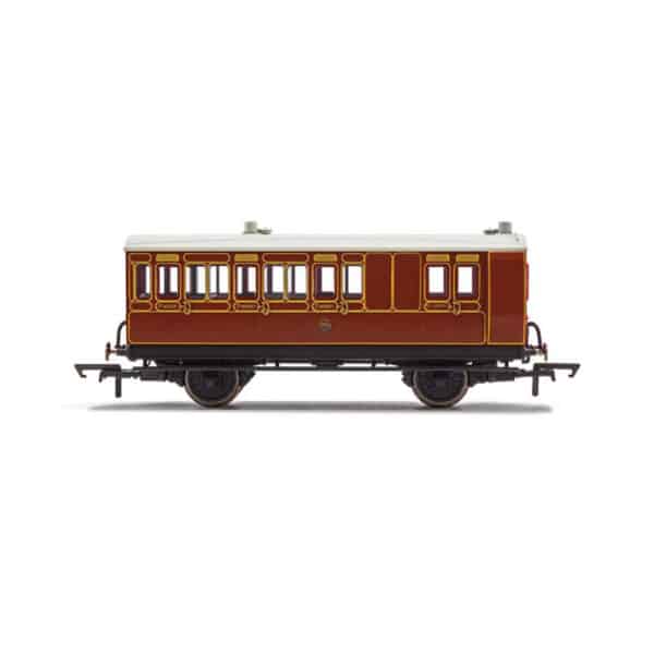 hornby - lb&scr, 4 wheel coach, brake 3rd class, fitted lights, 941 (r40118) oo gauge