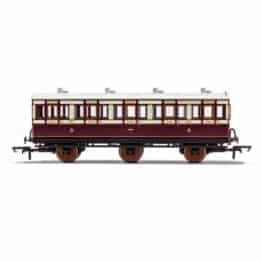 hornby - lnwr, 6 wheel coach, 3rd class, fitted lights, 4671 (r40120a) oo gauge