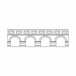 hornby - low level arched retaining walls x2 (red brick) (r7388) oo gauge