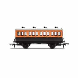 hornby - lswr, 4 wheel coach, 1st class, 123 (r40061) oo gauge