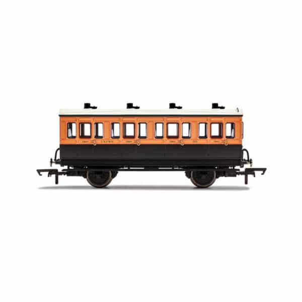 hornby - lswr, 4 wheel coach, 1st class, 123 (r40061) oo gauge