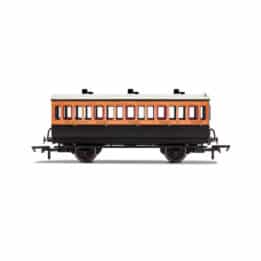 hornby - lswr, 4 wheel coach, 3rd class, 308 (r40062a) oo gauge